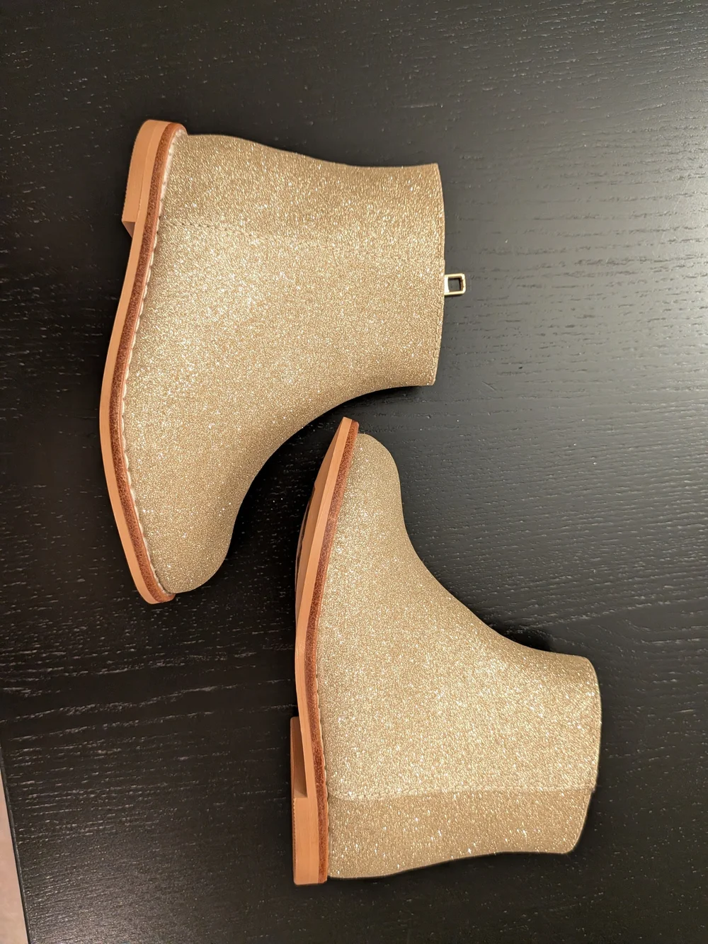 Janie and Jack Glitter Zip Ankle Boots - Gold